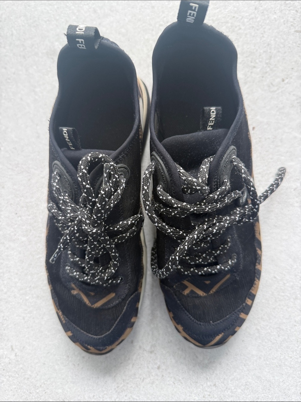 Fendi Black & Brown Logo-Trim Women's Sneakers
